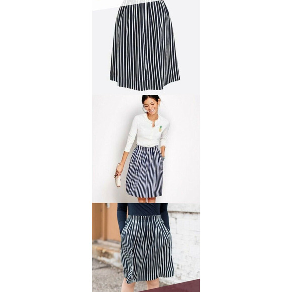J. Crew Skirt Striped Black & White Elastic Waist Lined Pockets Size 6 NEW - Picture 3 of 12